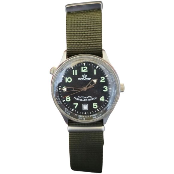 Poljot Automatic Traveller Men's Watch Limited Edition Large Wrist Army Green - Picture 4 of 7